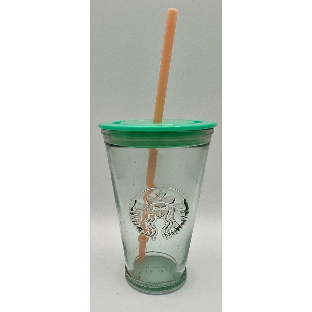 Starbucks Grande Ridged Recycled‎ Glass Cold Cup Tumbler 16 oz Made in Spain